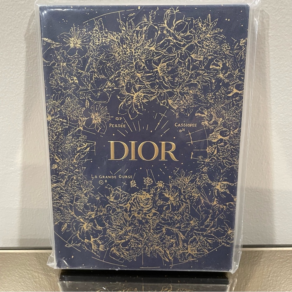Dior Bag & Hardback Journal Book Holiday Navy Gold Dior Black Zip Mesh Pouch New - Picture 7 of 12